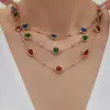 Acero Inoxidable Colorido Facetado Geométrico Piedra de Vidrio Redonda Collar Pulsera Pendientes Joyería de Nicho Retro de Lujo Ligero