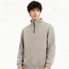Moletom Pulôver Gola Alta Pesado 320g Camiseta Longa Masculina Simples Versátil Top com Zíper Primavera e Outono Retro Americano