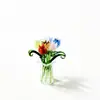 Mini Buquê de Tulipas de Vidro Artesanal com Flores Artificiais Frescas e Perenes para Decoração em um Vaso