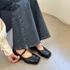 Zapatos Mary Jane Gruesos de Punta Cuadrada Suaves Estilo Hada para Mujer, Nuevo Modelo Primavera 2025 con una Sola Correa y Tacón Medio, de Moda