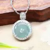 9251 Jadeíta Azul Natural Grado A Colgante Horizontal con Hebilla de Seguridad Collar Joyería Venta al por Mayor Dropshipping Artículo de Diversidad