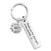 Llavero de metal europeo y americano transfronterizo girasol para buenos amigos y hermanas llavero con letras de regalo inspirador para las fiestas