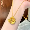 Nuevo Estilo Étnico Chino Chapado en Cobre Dorado Joyería Collar de Flor de Rosa para Mujer, Lujo Ligero Sensación de Alta Gama, Cadena para Clavícula de Flor de Peonía Luna