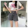 Shorts de Mezclilla Sueltos de Pierna Ancha de Cintura Alta para Mujer, Tallas Grandes, Shorts de Corte A Adelgazantes, Pantalones Cortos Calientes de Verano Delgados Ultra Cortos, Estilo Casual Japonés y Coreano