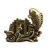 Latón Puro Retro Carpa Saltando sobre la Puerta del Dragón Adornos de Cobre Artesanía para Escritorio de Oficina Mascotas de Té para el Hogar