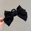 Pinza para el pelo de lazo negro para mujer, Pinza de lujo accesible de satén de alta gama, Pinza de tiburón grande para el pelo en la parte posterior de la cabeza, Adorno para el cabello