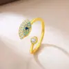 Superventas de Amazon Anillo Abierto con Elemento de Ojo de Demonio Ojo Azul para Mujeres Europeas y Americanas Personalidad Versátil Moda Anillo para el Dedo