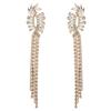 Pendientes de borla con cadena de garra, de moda europea y americana, de aleación ligera de lujo con diamantes de colores, largos y elegantes, de noche de alta gama.