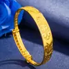 Pulsera de Bendición de Dragón y Fénix Empuje-Tire Dorada Galvanizada al Vacío, Pulsera de Carácter Dragón y Fénix Estilo Étnico Bendición de Moda Retro