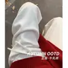 Calça Bolha de Cashmere Branca para Mulheres, Novo Estilo Outono e Inverno 2025, Cintura Alta, Perna Reta Ampla Casual para Baixinhas