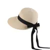 Sombrero de Paja con Cinta de Nuevo Temperamento al por Mayor para Mujer, Sombrilla de Verano y Protección Solar, Ala Ancha que Muestra la Cara, Pequeño, Moda, Viaje, Sombrero de Playa
