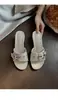 En Stock para Entrega Inmediata~ Chanclas de Verano para Mujer para Exteriores con Hebilla Cuadrada, Pedrería, Tacón Grueso, Sandalias de Tacón Alto Abiertas, Nuevo Estilo