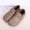 Zapatos Birkenstock Originales Invierno Más Terciopelo Ropa Exterior Perezosos Slip-on Zapatos de Piel Suela Suave Antideslizantes Planos Mocasines Zapatos de Algodón