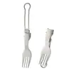 Juego de Vajilla de Titanio para Exteriores de Titanio Puro, Tenedor, Cuchara, Cuchara Plegable Portátil para Picnic y Camping, Cuchara para Sopa, Ultraligero