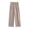 Calça Feminina Outono e Inverno 2024 Nova Relaxada Solta Arroz Glutinoso com Forro de Fleece Cintura Alta Reta Vertical Emagrecedora Perna Larga Solta