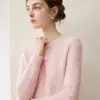 Suéter de punto clásico para mujer con cuello redondo 100% cachemira, nueva camiseta básica simple de otoño e invierno, top pullover suave y amigable con la piel