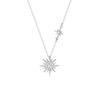 Collar de Girasol Estilo Bosque de Plata de Ley S925 para Mujer, Lujo Ligero, Diseño Compacto, Colgante de Estrella, Estrella de Ocho Puntas, Accesorio Versátil