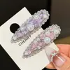 Pinza de Pato con Pedrería y Perlas de Lujo Ligero para Mujer, Pasador de Pedrería Estilo Coreano, Pinza para Flequillo, Accesorio para el Cabello, Pinza con Borde Ovalado, Pasador