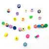 Cuentas de cerámica blanda para hacer tú mismo, colores variados, dibujos de frutas, letras inglesas, cuentas perforadas, explosiones europeas y americanas, material para pulseras en rodajas
