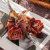 Rosas Artificiales Estilo Retro con Borde Quemado, Plantas Verdes al por Mayor, Manualidades para Decoración de Bodas, Flores Falsas Estilo Ins