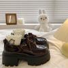 Moda Mary Jane Verão Pequenos Sapatos de Couro Estilo Britânico Feminino 2024 Novos Mocassins Pretos Sapatos de Plataforma com Cadarço