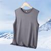 Chaleco deportivo para hombre, de seda de hielo, de secado rápido, de malla con hombros anchos, para fitness, de verano, fino, sin mangas, a la moda