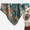2026 Nuevo Primavera, Otoño, Invierno Cálido Bufanda Cuadrada de 90cm Bufanda Floral Estilo Coreano Calentador de Cuello de Terciopelo Chal para Mujer