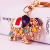 Llavero creativo de elefante de cristal con incrustaciones de diamantes, llavero de animal, accesorios para bolso, colgante de metal, pequeño regalo
