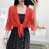 Roupa Feminina de Verão para Proteção Solar com Vestido Camisola, Cardigan Xale Pequeno, Jaqueta Curta, Cobertura de Chiffon Respirável para Ar Condicionado, Proteção Solar Respirável