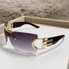 Nuevas gafas de sol deportivas de lujo ligeras y transfronterizas de estilo Y2K con personalidad sin marco para chicas atractivas europeas y americanas. Gafas de sol del mismo estilo para celebridades de Internet.