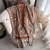 Bufanda Gruesa de Imitación Cachemir para Mujer Invierno Nuevo Jacquard de Contraste Doble Cara Estilo Étnico Retro Flor de Anacardo Chal Exportación