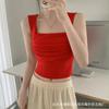 Camisola pequeña elegante de estilo francés para mujer, camisa interior con almohadilla para el pecho, prenda exterior sin mangas, cuello cuadrado corto, para primavera y verano