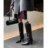 Elegantes e Régias~ Botas de Cano Alto de Bico Fino Estilo Francês para Mulheres, Botas Slim Coreanas, Novas Botas de Cavaleiro Altas 2025
