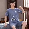 Nuevos Pantalones Cortos de Manga Corta de Verano para Hombre 140g 7 Diseños Pijamas Que Se Pueden Usar Afuera Conjunto de Pijamas Ropa de Casa