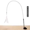 Caña de Juguete para Gatos con Ventosa Fuerte, Varilla Larga de Alambre de Acero, Juguete de Plumas para Gatos, Entretenimiento Propio, Alivio del Aburrimiento, Juguete Duradero para Mascotas