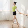 Ropa de Baile para Adulto Tops Ropa de Práctica Manga Corta Verano Danza Clásica China Danza Corporal Ballet Traje Dividido