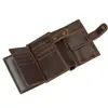 Billetera de Cuero Genuino Porta Monedas Múltiples Tarjetas Piel de Vaca de Primera Capa Plegable Corto Explosiones de Amazon Bolso de Piel Aceitada Plata Rota