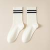 Nuevos calcetines de primavera y otoño para mujer, calcetines de felpa, estilo académico de dos rayas, calcetines de tubo de doble aguja para mujer, calcetines de algodón en stock, venta al por mayor