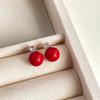 Collar de Perlas de Cristal Rojo Ankesela Aretes Retro Estilo Hong Kong Moda Nicho Juego de Joyería de Alta Gama