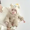 Chapéu de bebê recém-nascido estilo outono e inverno, chapéu com proteção para as orelhas, algodão puro, fofo e quente, chapéu de pelúcia tricotado para meninos e meninas