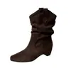 Botas Martin de punta, plisadas, con suela gruesa para mujer, nueva colección otoño/invierno 2026, con un estilo de moda inspirado en el páramo, botines cortos y tacones gruesos.