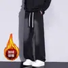 Jeans de invierno para hombre, forrados de polar y engrosados, pantalones casuales estilo americano, versátiles de pierna ancha, holgados, rectos, venta al por mayor para hombre