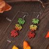 Pendientes de Hoja de Arce de Color Otoño Nuevo Transfronterizos Europeos y Americanos Pendientes de Madera de Doble Cara Pendientes Creativos Distintivos para Mujer