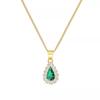 Colar de gota d'água com gema estilo White Baihe Feminino Luxo leve design avançado Embutido com diamante Temperamento europeu e americano Corrente para suéter versátil