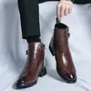 Botas Chelsea exclusivas transfronterizas talla grande para hombre estilo británico de moda de caña alta de cuero con cremallera lateral Botas Martin de media caña caballero