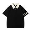 Polo de manga corta con solapa personalizada para hombre, estilo informal, holgado, con estampado de logotipo, estilo cultural, de seda helada, para verano