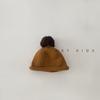 Gorro de lana para niños, otoño e invierno, estilo occidental, con bola de pelo grande en la parte superior, tejido en color contrastante, ideal para viajes de bebés.