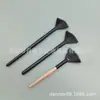 Pincel para Maquiagem em Formato de Leque de Fibra Totalmente Preto, Pincel Portátil para Iluminador, Pincel Iluminador, Cabo de Madeira, Contorno com Iluminador, Pó Uniforme, Fácil de Aplicar Maquiagem
