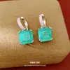 Pendientes Cuadrados Geométricos de Circonita Verde, Únicos y Elegantes, Pendientes Minimalistas de Nicho, Pendientes de Lujo Ligero y de Gama Alta al por Mayor