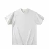 Camiseta de Algodón Pesado Manga Corta Color Café 400g para Hombre Algodón Puro Verano Color Sólido Holgada Cuello Redondo Camiseta Básica Manga Media
